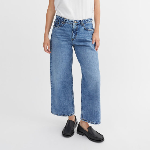 Taylor Cropped Jeans Worn Mid Blue