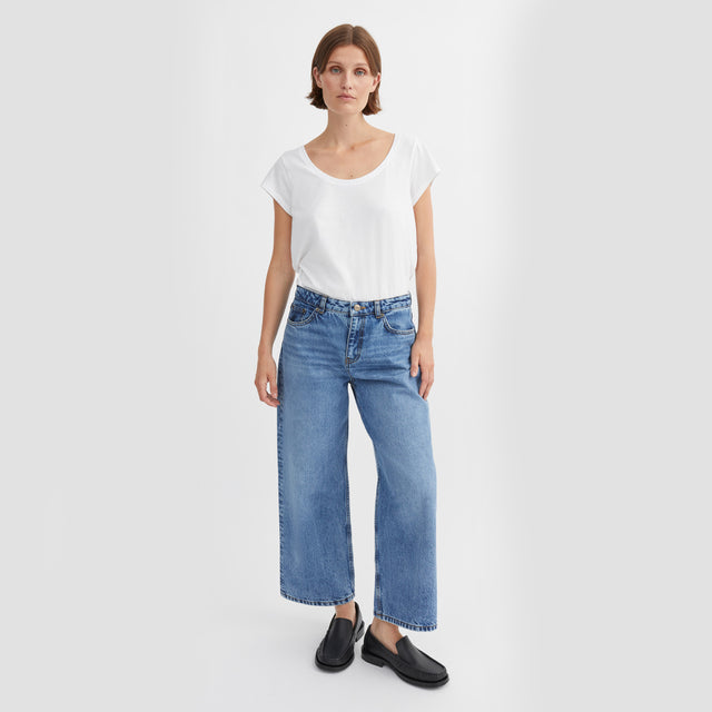 Taylor Cropped Jeans Worn Mid Blue