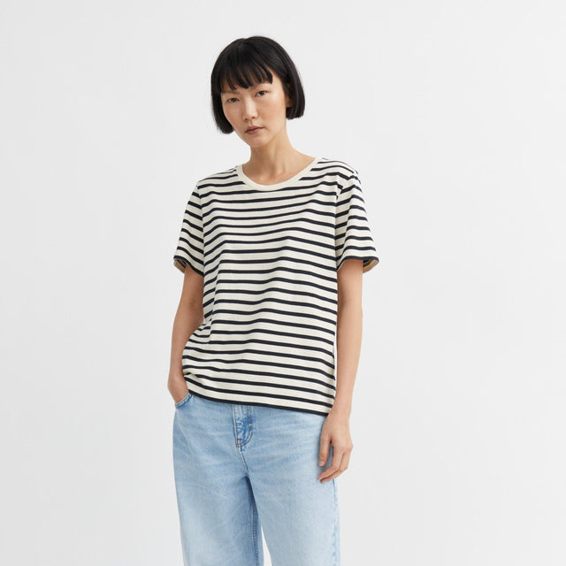 Loui Regular T-Shirt Navy/Hvid