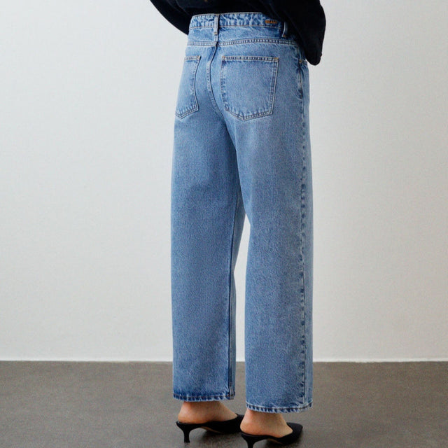 Taylor Cropped Jeans Worn Mid Blue