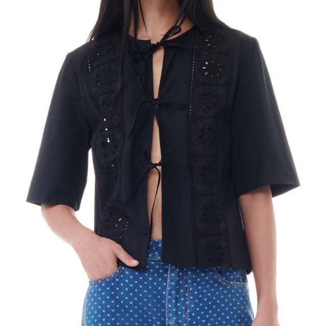 F9328 Broderie Anglaise Blouse Black