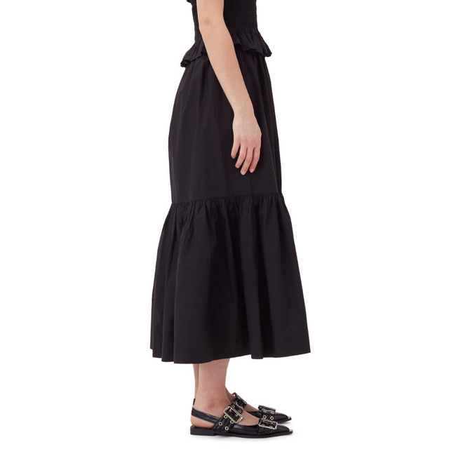 F7919 Cotton Poplin Maxi Skirt Black