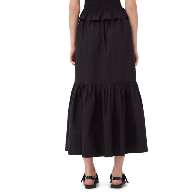 F7919 Cotton Poplin Maxi Skirt Black