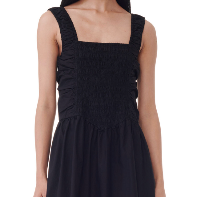 F9344 Strap Smock Dress Black