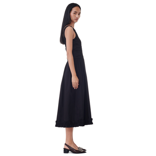 F9344 Strap Smock Dress Black