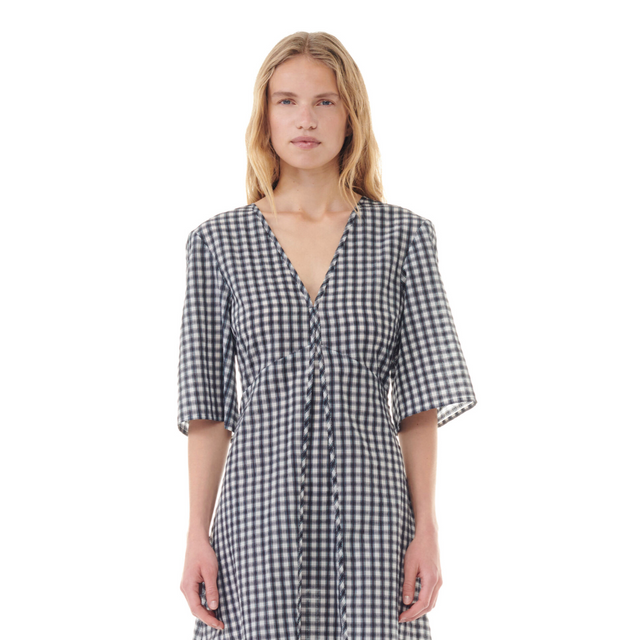 F9308 Seersucker Check Dress