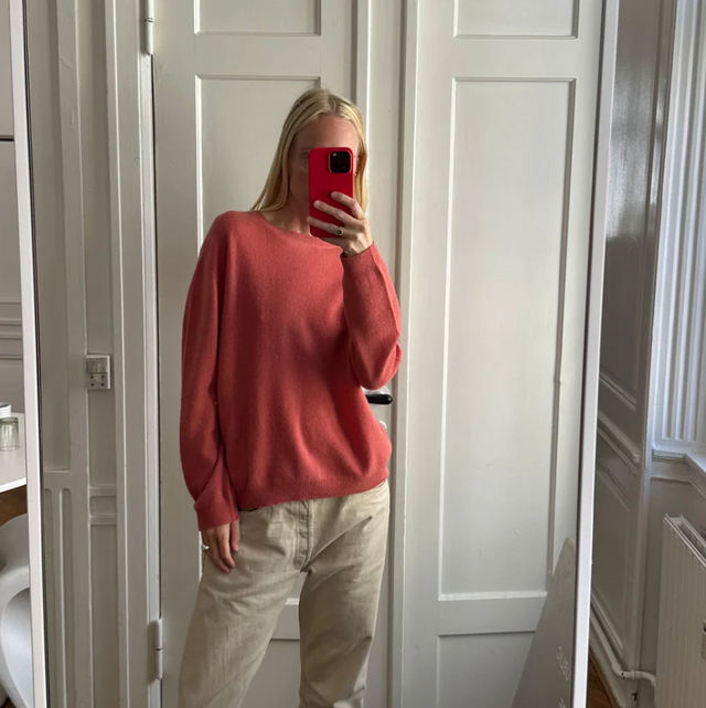 Women's Oversized Roundneck Red Melange