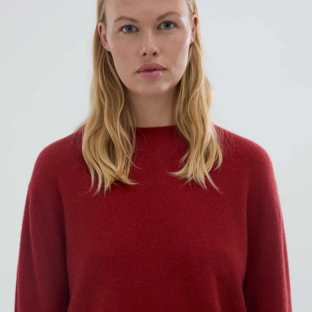 Women's Oversized Roundneck Red Melange