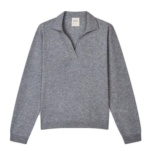 Women's Oversized Collar V-Neck Heather Gray Light