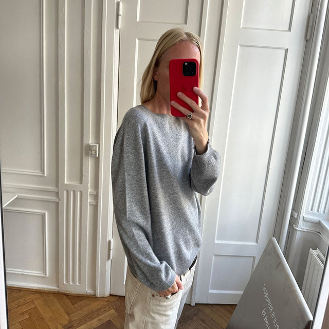 Women's Oversized Roundneck 12gg Heather Grey/Grå Light